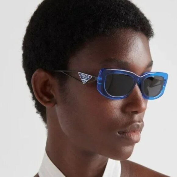 NEW PRADA SQUARE WOMEN BLUE PR14YS 18M5S0 SUNGLASSES PR 14YS PRADA SPR 14YS - Picture 3 of 5